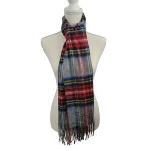 NEW L'Accessorio Italiano Mens Plaid Scarf Made in Italy Fringe NWT